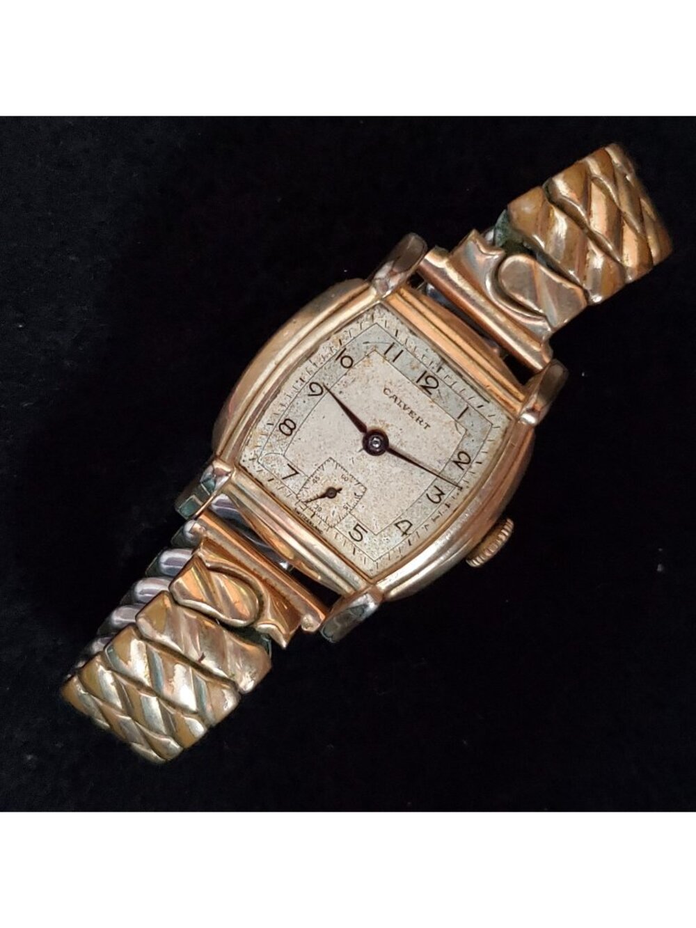Vintage Mens Calvert Watch Gold Filled Expansion Band READ